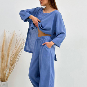 デザイナー風シルクパジャマセット、秋のパジャマ2ピースナイティとパジャマ女性用/ - Product Image 3