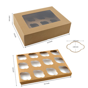 結婚式の配送と梱包用のカスタムロゴ付きの豪華な10x10x5クリアクラフト紙カップケーキマカロンケーキボックスを購入する - Product Image 3
