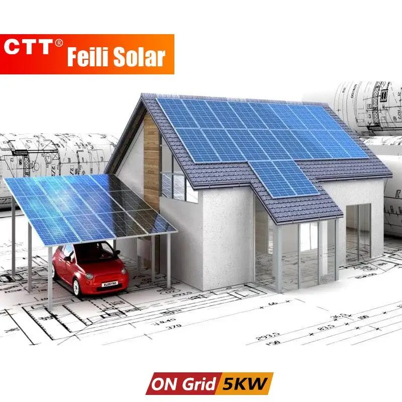 Op Raster Zonne-energie Systeem 3kw 5kw 7kw 10kw Pv Solar Module Solar Home Systeem Zonder Batterij