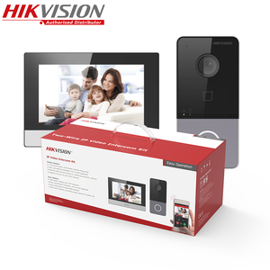 Hikvision 7-Inch <strong>IP</strong> <strong>Video</strong> <strong>Intercom</strong> Kit DS-KIS603-P(C) Smart Door One Call Button Two-way Audio Touch Screen Mobile Control POE