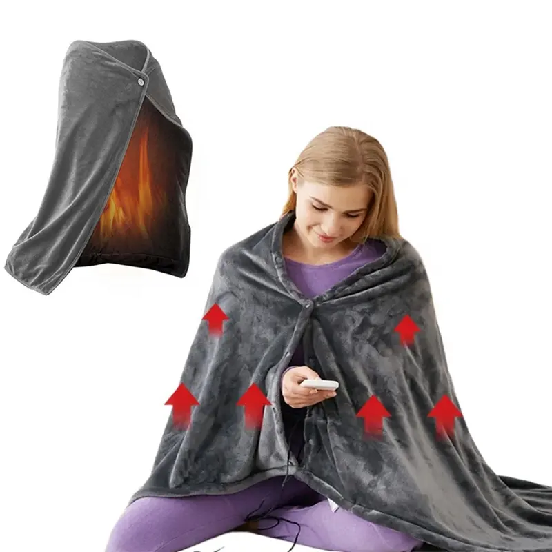 Trending products 2024 new arrivals home use flannel usb wearable heated blanket warm and soft electric heating shawl for winter