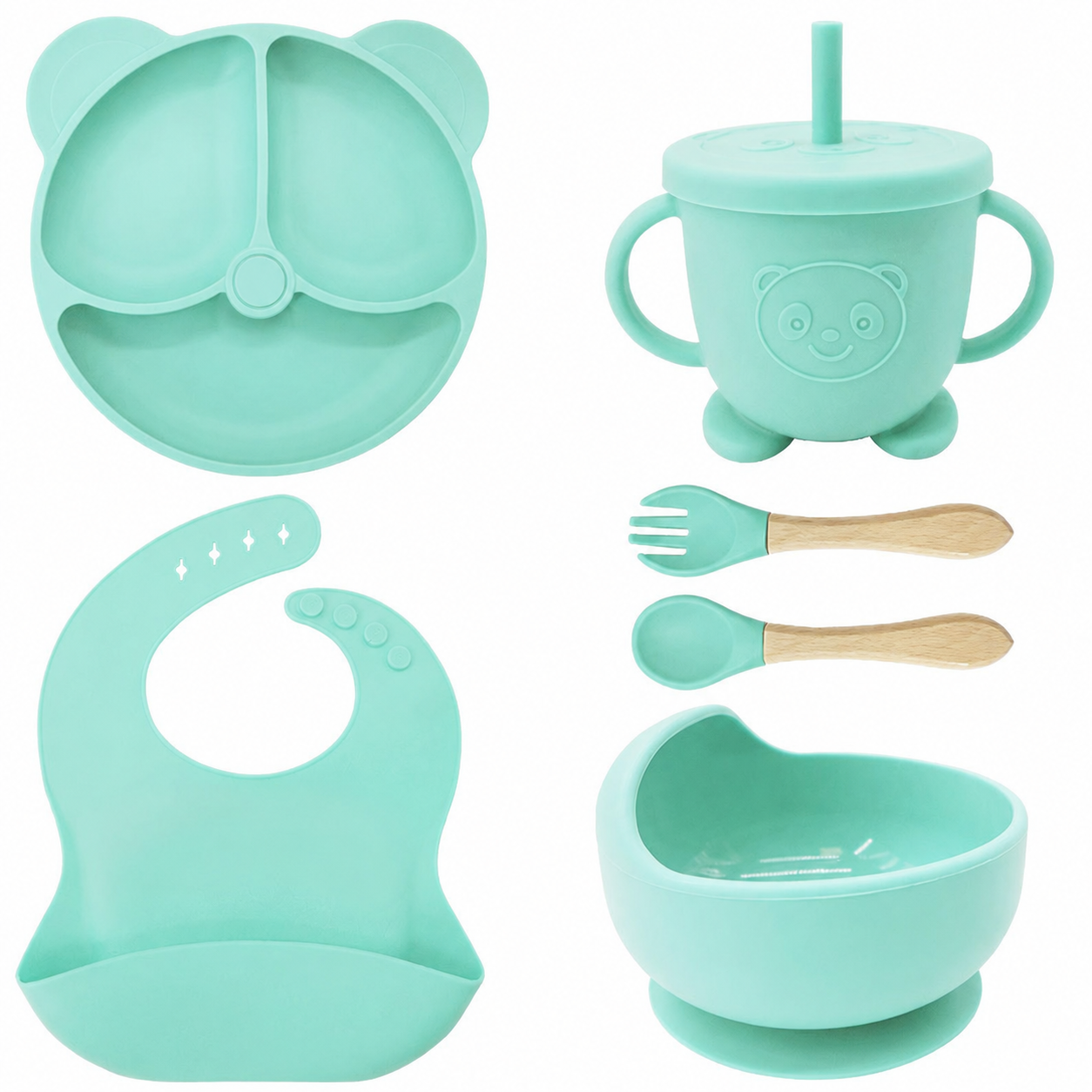 Light green cat ears 6-piece set