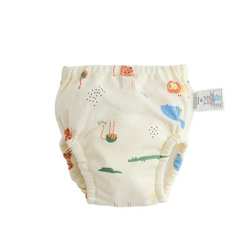 Pantalones de pañales reutilizables de algodón con estampado de dibujos animados, pañales de tela lavables para bebés, pantalones de entrenamiento impermeables