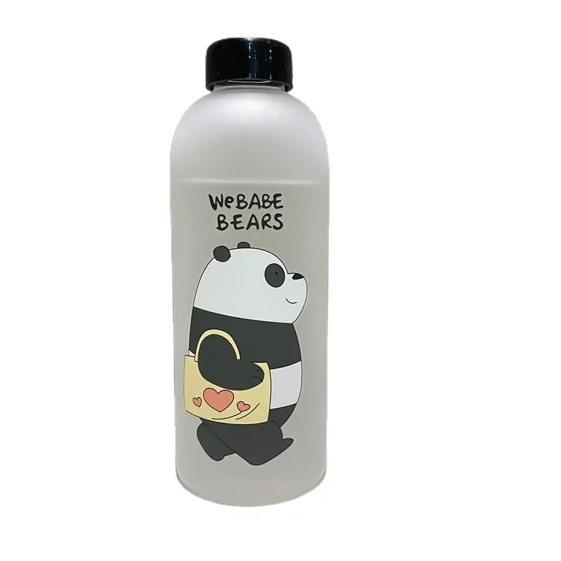 Simpatico Panda Bear Cup 1000ml bottiglie d'acqua con paglia trasparente cartone animato bottiglia d'acqua bicchieri glassati Shaker proteico a prova di perdite