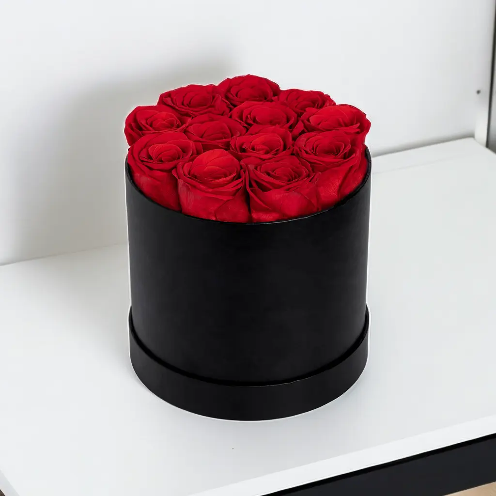 Fleur éternelle pour toujours dans une boîte de luxe sans nom Accepter le nom personnalisé sur une boîte de rose transparente conservée
