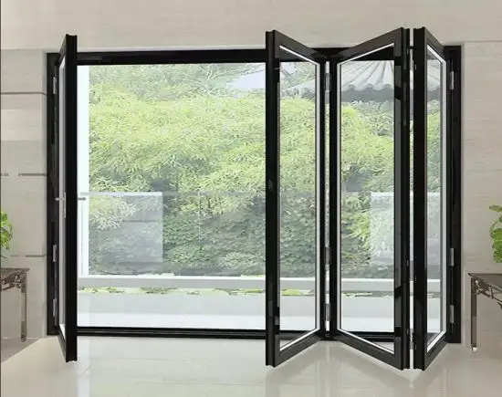 Pintu dan jendela Aluminium kaca Tempered terisolasi mewah profil teras pintu lipat geser