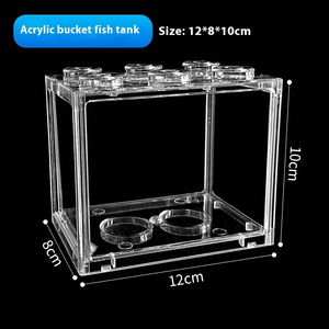 Mini trong suốt <span class=keywords><strong>Acrylic</strong></span> hồ cá với nhỏ vuông xây dựng khối thiết kế máy tính để bàn hiển thị đứng cho Chiến Đấu Cá - Product Image 3