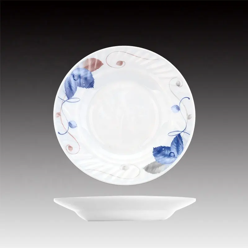 Durevole infrangibile opale di vetro stoviglie resistente al calore bianco e nero opale di vetro piatto piatto con multi taglie 6 7 8 9 pollici
