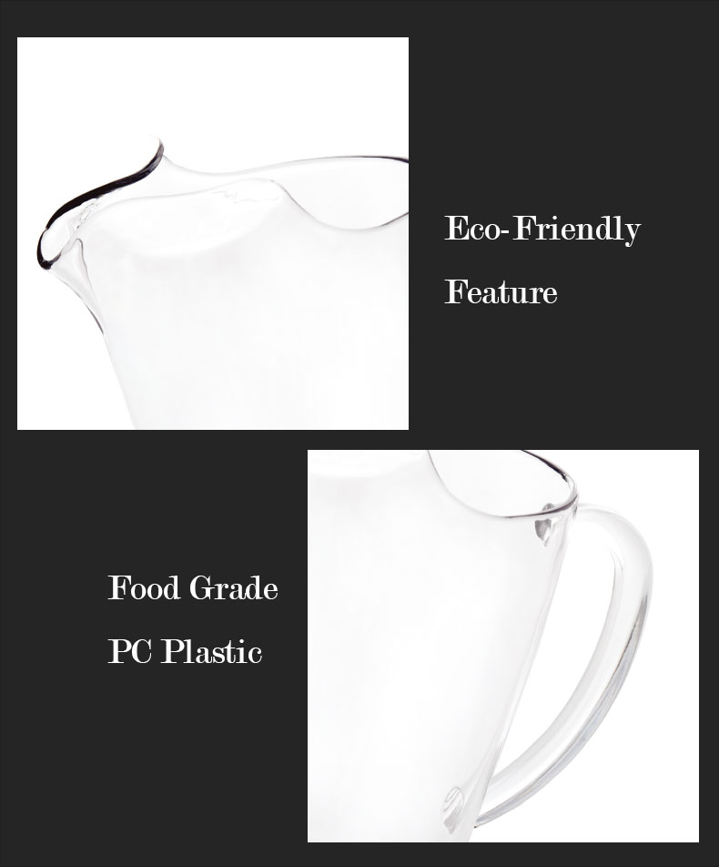 Barware 1140ml Unbreakable Ice Lip Jug with Spout Plastic Beer Pitcher 43oz Polycarbonate Beer Jug
