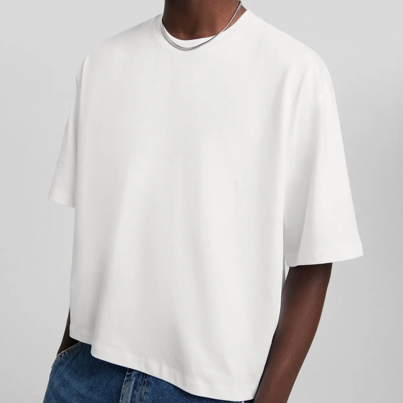 Camiseta com caixa de logotipo personalizado para homens, camiseta de algodão pesado com tamanho grande e recortada em branco, camiseta com encaixe quadrado