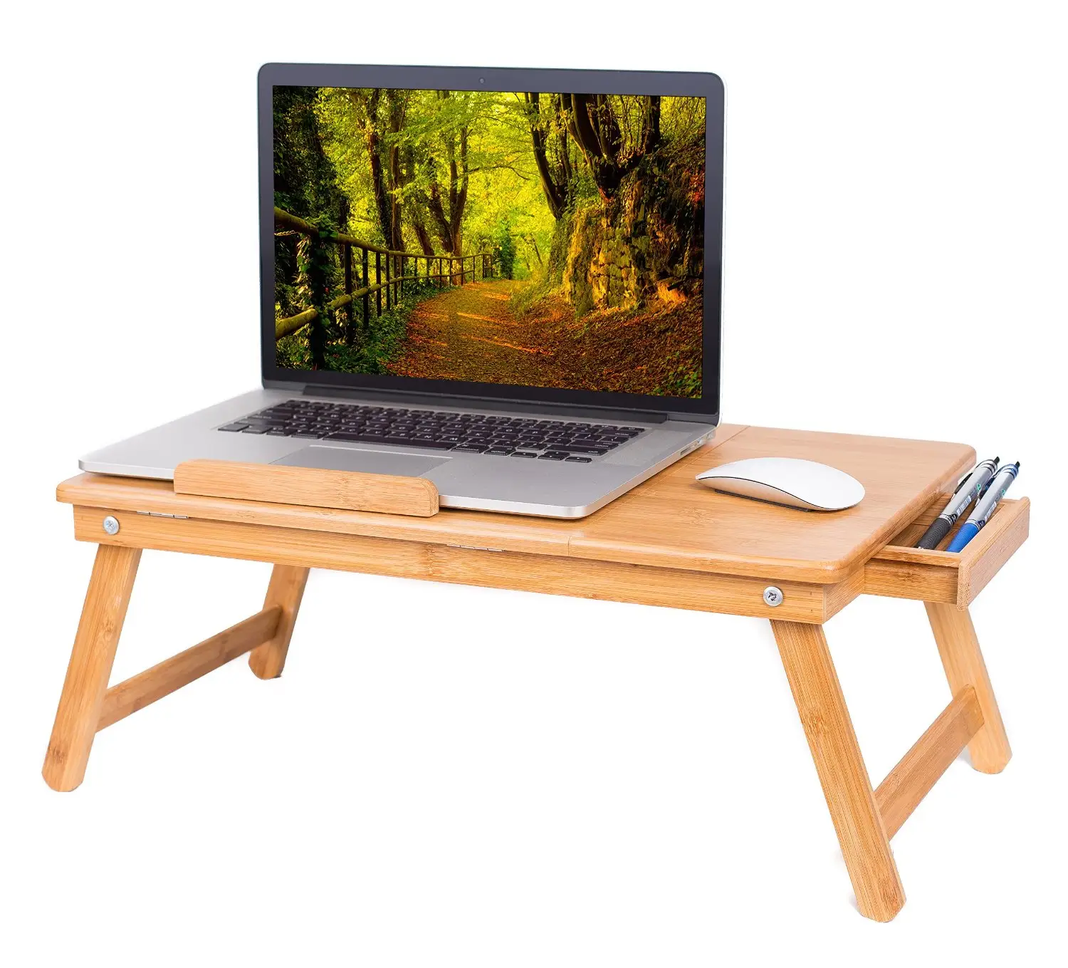 Vassoio da letto pieghevole per colazione scrivania per Computer tavolo per Laptop regolabile in bambù al 100% per letto