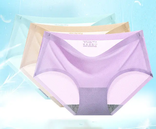 Wholesale Breathable Girls soft Traceless Hipster Women Sexy Sheer Panty Ladies Non-marking Ice-silk Underwear