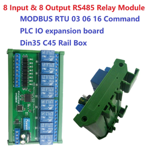 DC 12V 24V 8 Isolated <strong>Input</strong> &amp; 8 <strong>Output</strong> DIN35 C45 Rail Box UART <strong>RS485</strong> Relay Module Modbus RTU Control Switch Board - Product Image 3