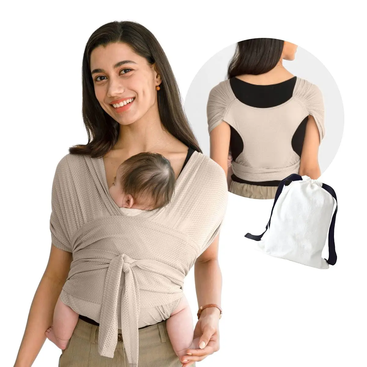 Logotipo personalizado cor sólida confortável respirável ajustável malha bebê sling wrap transportadora para o verão