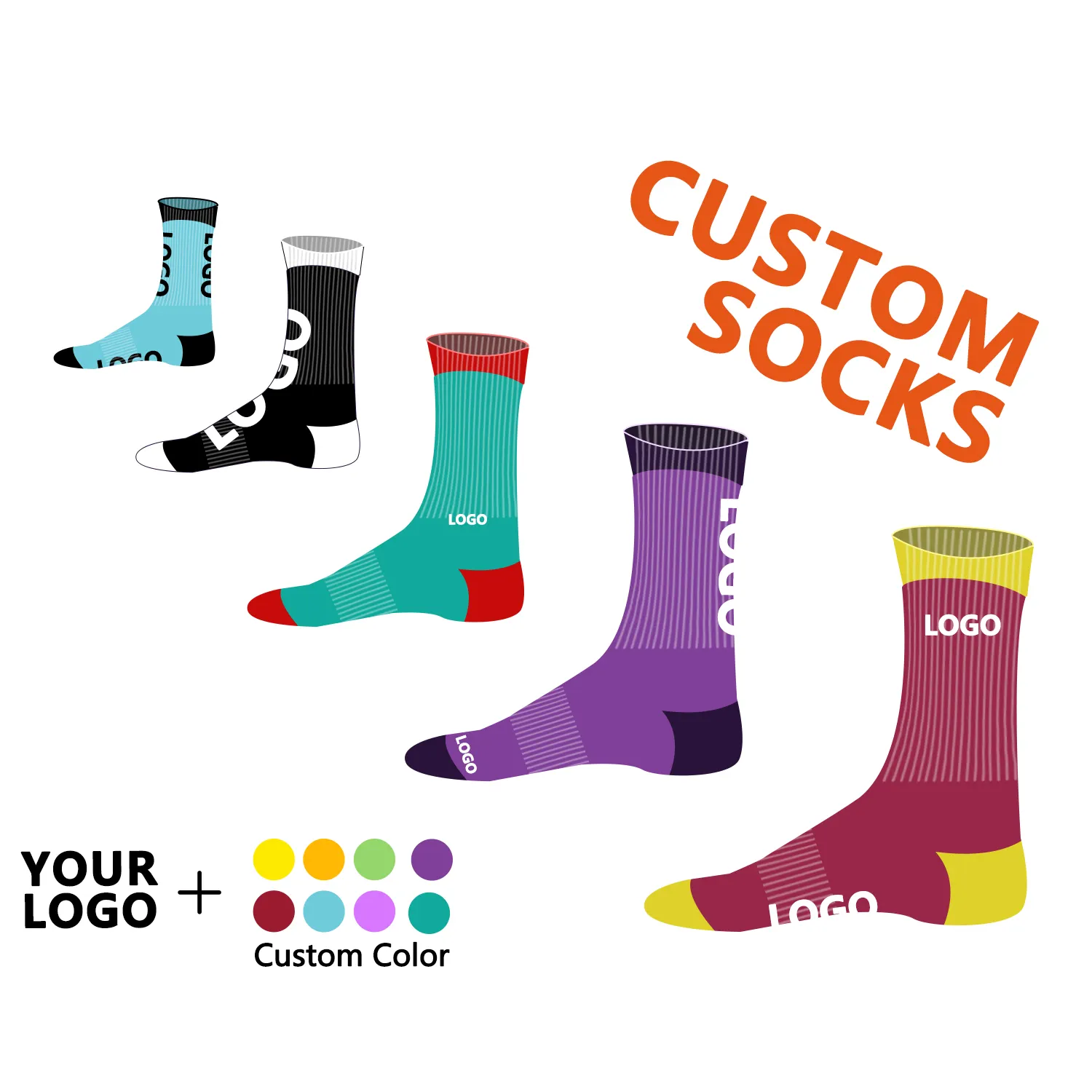 OEM-Calcetines deportivos de compresión para hombre, calcetín de algodón para ciclismo, compresión atlética, baloncesto, con logotipo personalizado