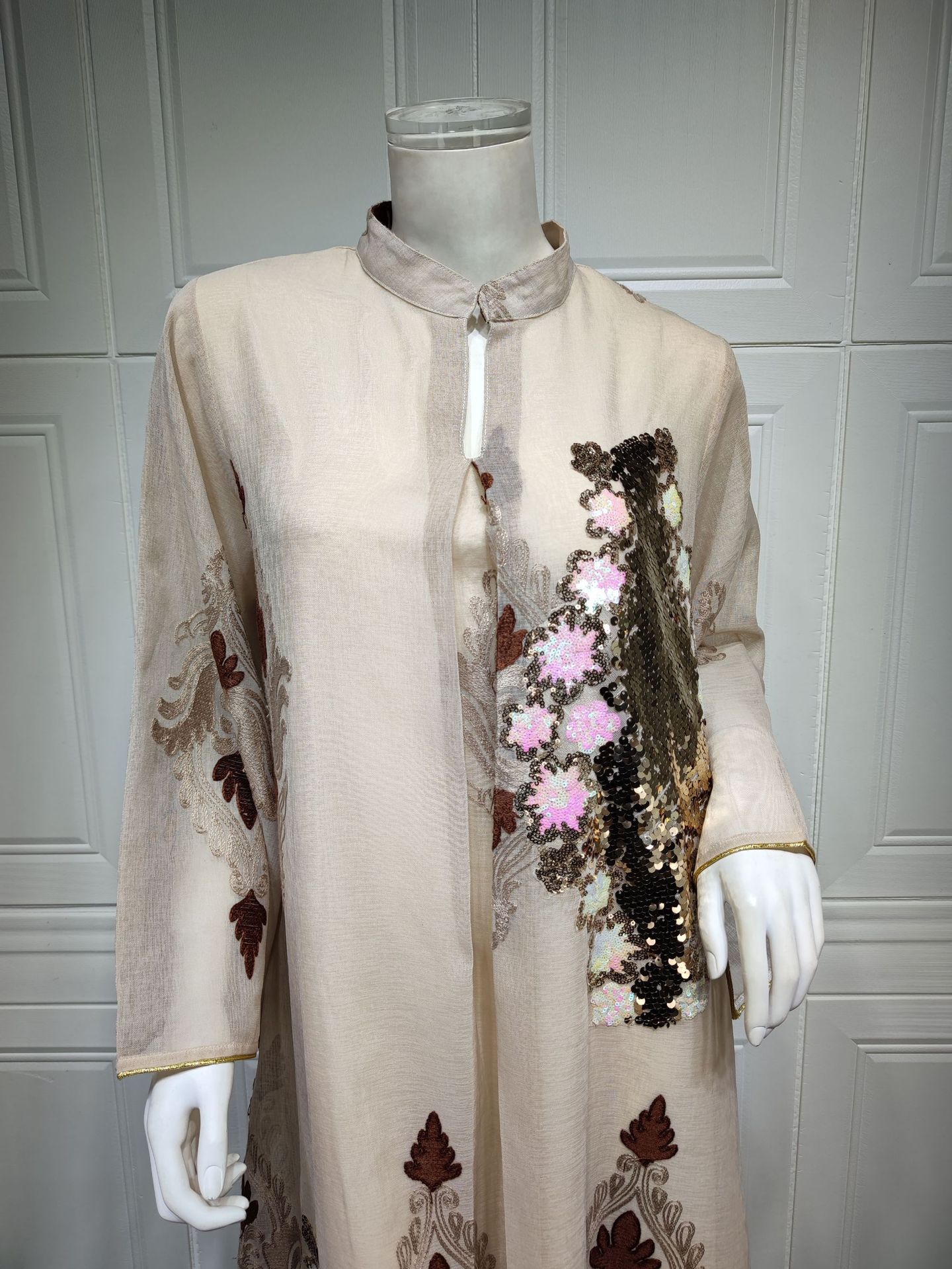 Middle East Women's Muslim Evening Dress Sequin Embroidered Dress Women Islamic Abaya Loose Autumn Casual Dress Islamic Clothing