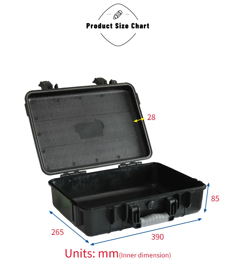 Valigia protettiva durevole in materiale ABS / PP IP67 custodia per attrezzi in plastica dura impermeabile nera con schiuma