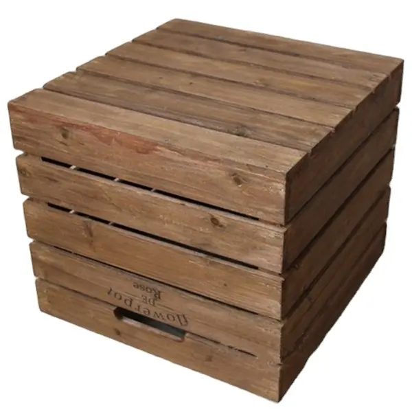 Chalé chique quadrado multifuncional feito à mão, antiguidade, vintage, crate de madeira