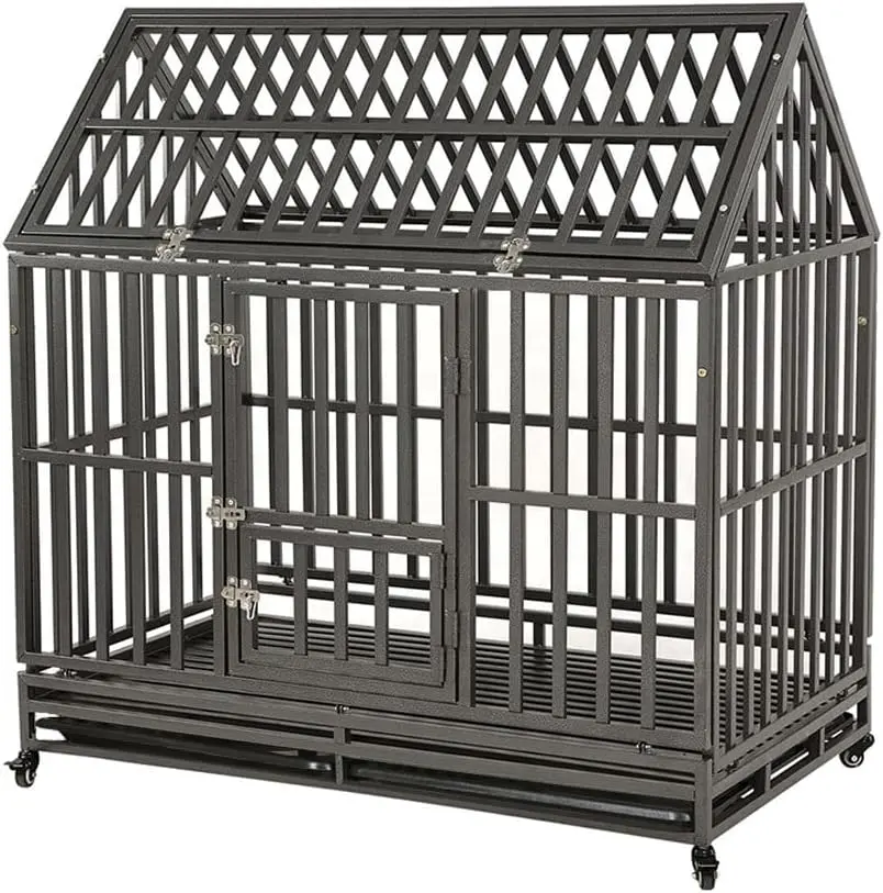 Hut Shape Heavy Duty Dog Crate Dog Cage Pet Kennel Double Doors Kennels and Crates for Small Medium and Large Dogs