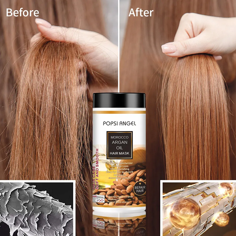 より柔らかい光沢のある髪のためのアンチブレイクスプリットピュアココナッツオイルディープコンディショナー脱毛損失