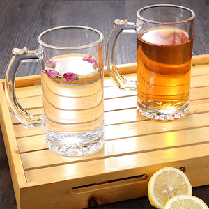 RTSセット6つのガラスビールマグ、ハンドルストロー付き18オンスの大きなビールグラス、Fre用の固体透明飲用ガラスウェアビールカップ - Product Image 5