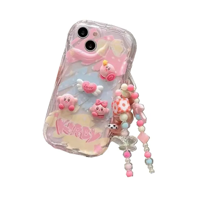 Good Lovely Cartoon Pig Pulsera tridimensional Funda para teléfono móvil Cute Chain Phone Case Design Soft TPU para Iphone 14 13