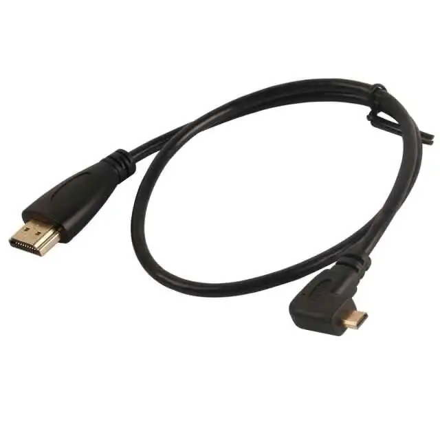 Câble Micro HDMI vers HDMI plaqué or à 90 degrés, avec noyau de cuivre pur, 1.5M, Angle gauche droit de 90 degrés, vente en gros