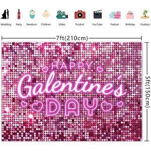 写真ブースハッピーGalentinesデイデコレーションバナー7x5ftパーティー背景ピンクの愛の心の装飾は、友人のためのギフトを支持します背景