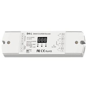 D4-L 4 canali 5A/CH 12-24VDC tensione costante RDM & DMX512 Decoder DMX512 Dimmer digitale PWM DMX per RGB/RGBW striscia di luce - Product Image 1