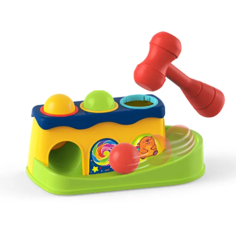 Bébé avec marteau outil jouets pop-up jouet éducatif préscolaire pour enfants, empilable main marteau balle boîte jeu cadeaux