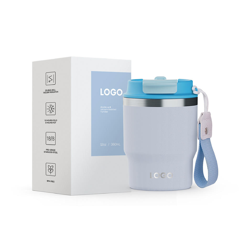 Light blue lanyard double coffee cup