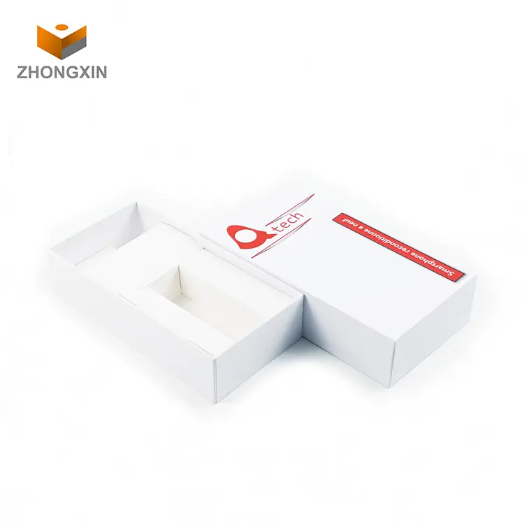 Caja de embalaje de papel para teléfono inteligente, blanca, barata, venta al por mayor, para cubiertas de teléfono, caja de embalaje de cable de audio