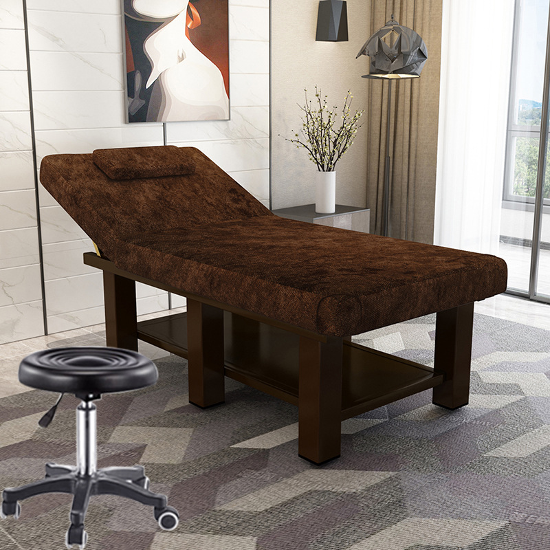 Taburete de terciopelo marrón con patas cuadradas, 185*70 cm.