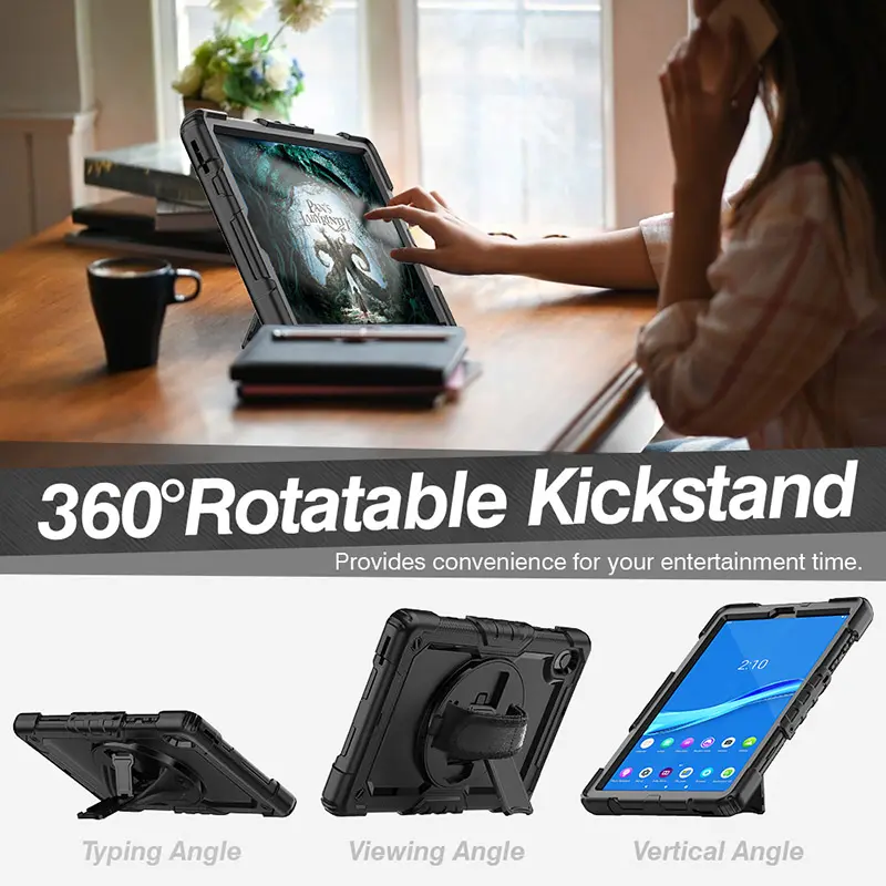 कंधे हाथ का पट्टा घूर्णन kickstand shockproof गोली मामले के लिए लेनोवो K10 X6C6/M10 प्लस 10.3 इंच यूनिवर्सल सुरक्षा कवर