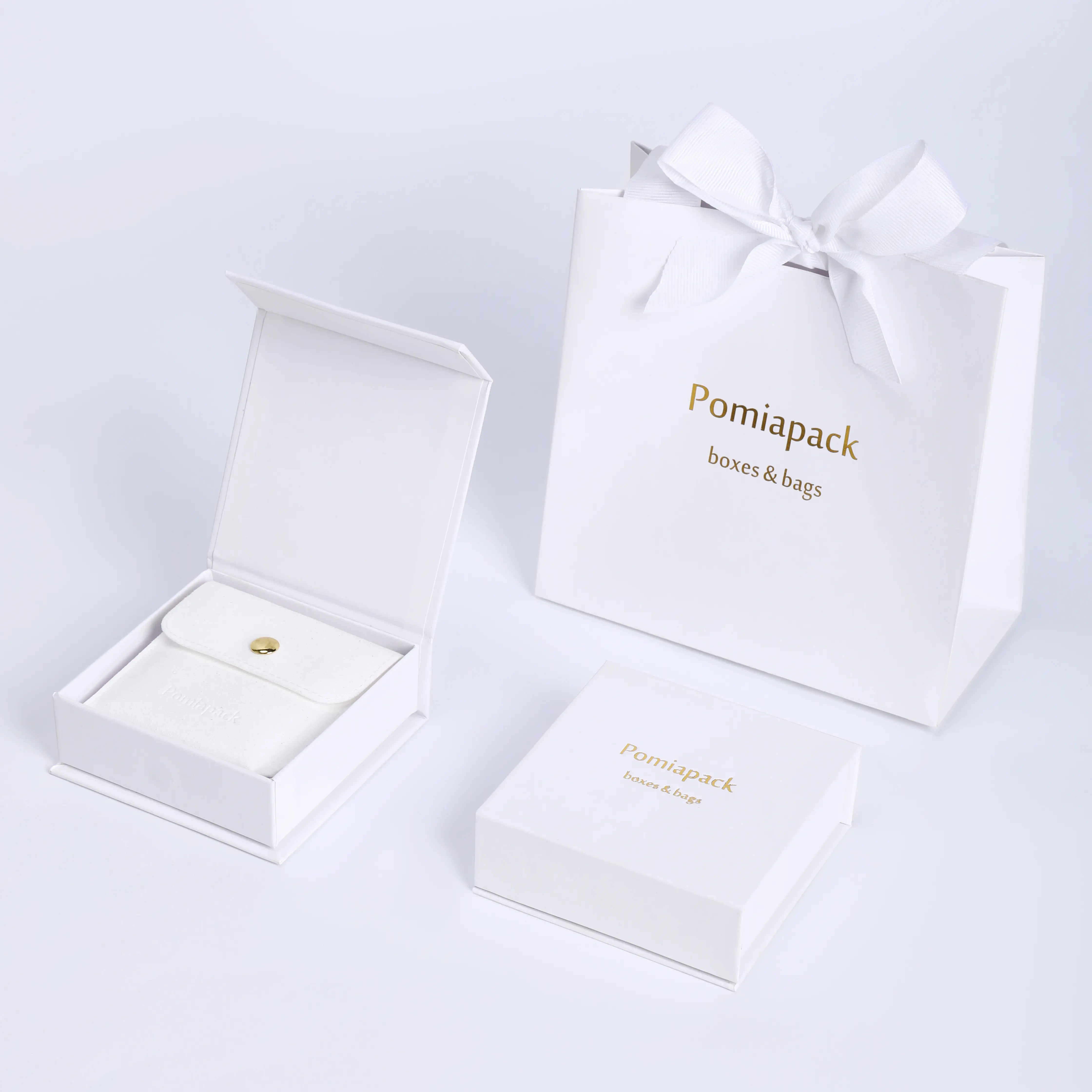 Logotipo personalizado branco jóias caixas brinco magnético anel jóias caixa colar jóias caixas
