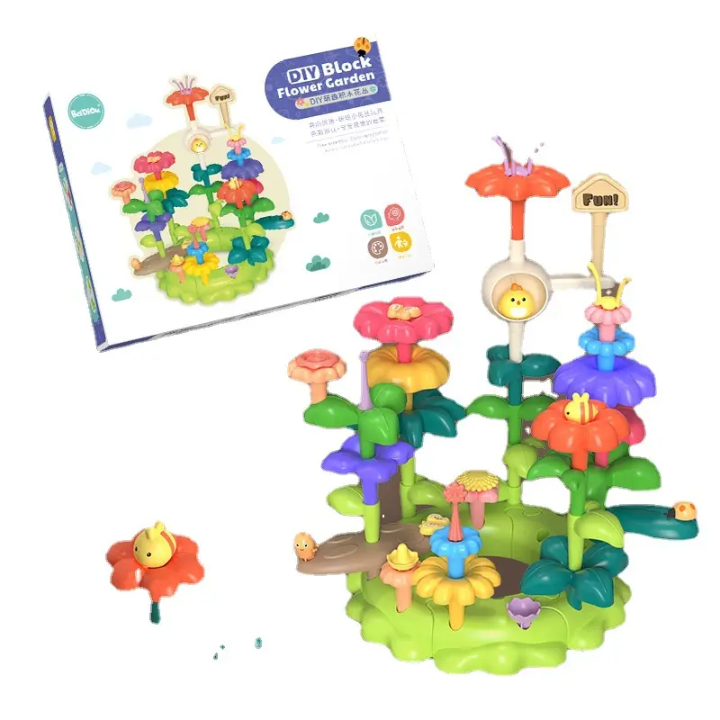 148 piezas Venta caliente DIY juego de apilamiento Stem Educativo Flor Jardín Juguetes de construcción para niños