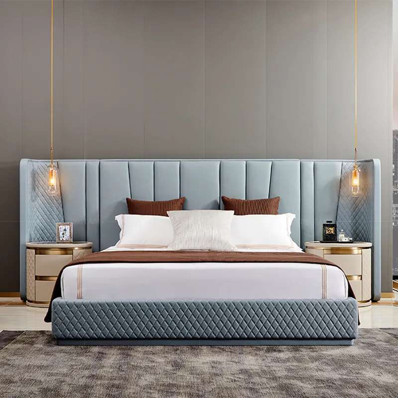 Роскошные деревянные кожаные кровати 1,8 м, двойная кровать, дизайнерская мебель для спальни