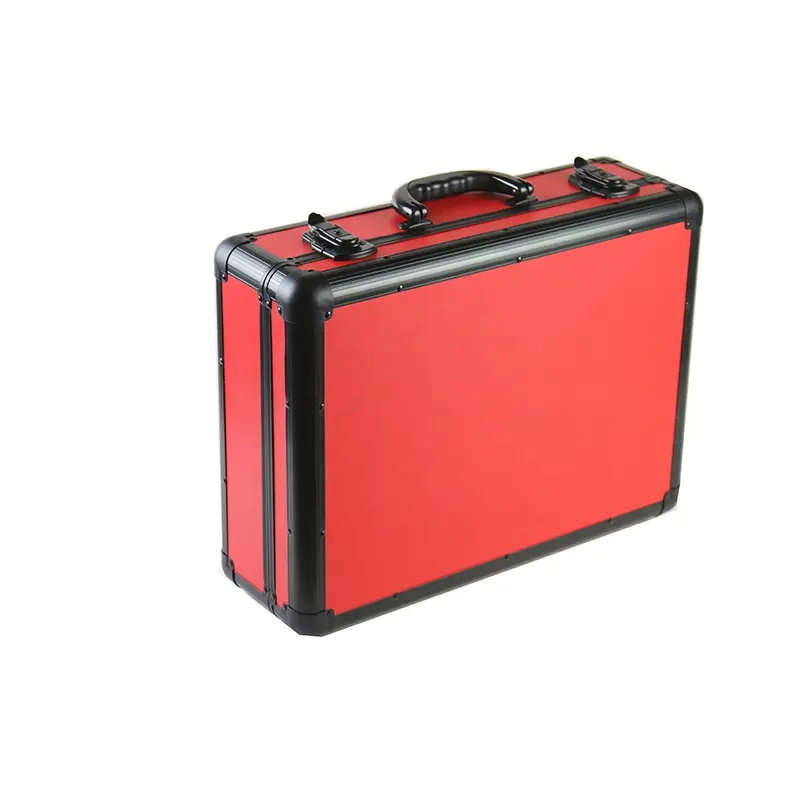 एल्यूमीनियम सूटकेस लाल अटैची हार्ड नाई उपकरण एल्यूमीनियम गुप्त डिब्बे के साथ ले जाने के मामले