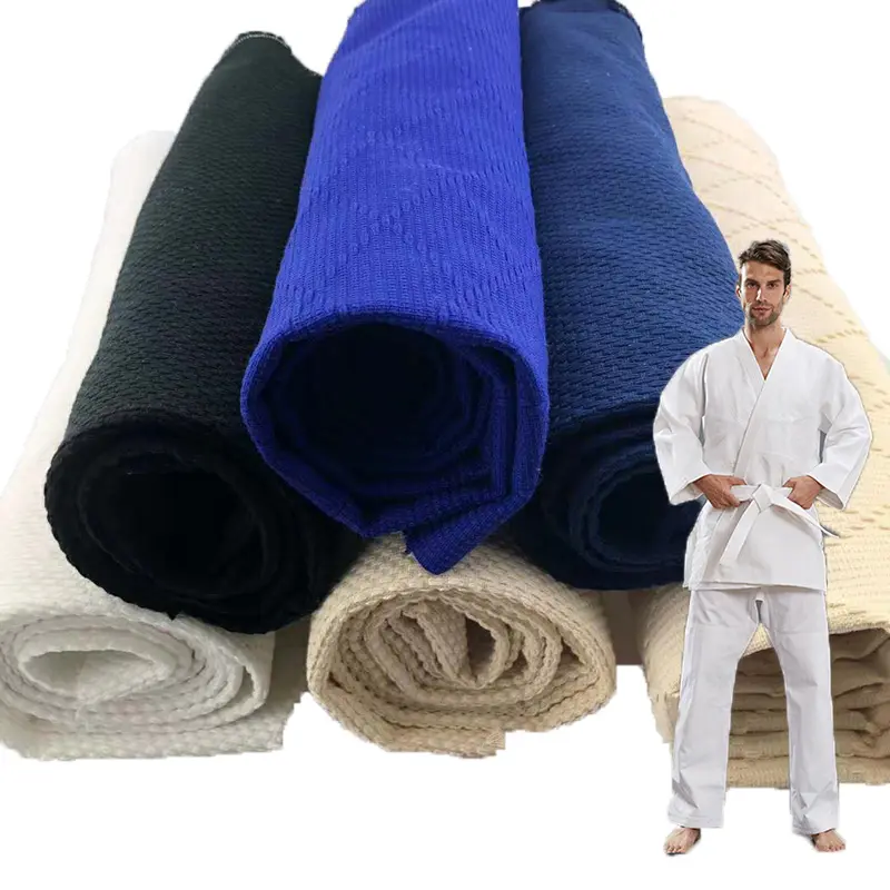 Tela de algodón para artes marciales, tejido con patrón de arroz, 550gsm, tejido de perla, kárate