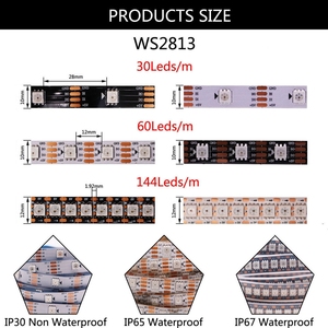 WS2811 WS2812B WS2813 WS2815 5050 RGB Smart LED Strip IC indirizzabile individualmente 30/60/144pixel/LED/m Tape Light IP30/65/67 - Product Image 4
