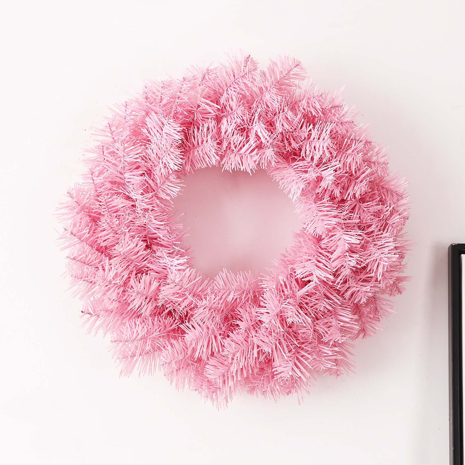 40cm pink flat head pvc wreath