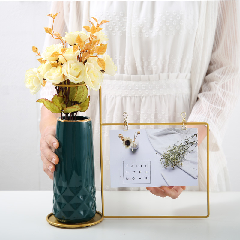 White message holder wrought iron vase