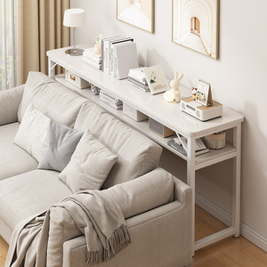 İki raflı konsol masa bilgisayar masasının yanında ahşap Modern giriş salonu dar - Product Image 4