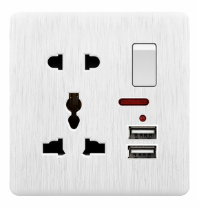 Venta directa de fábrica 250V 16A + 13A enchufe conmutado múltiple con luz + enchufe de interruptor de pared 2USB - Product Image 2