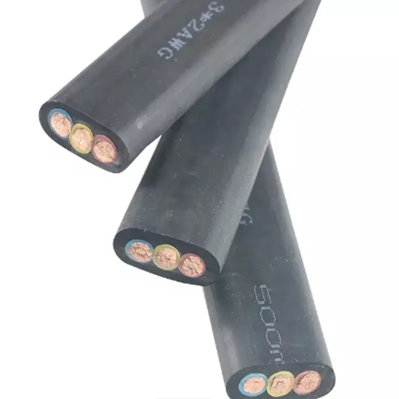 Cable de alimentación flexible de H07VVH6-F, cable plano de 4 núcleos, 16 mm2, control de grúa, manga de goma, cable de cobre para soldadura