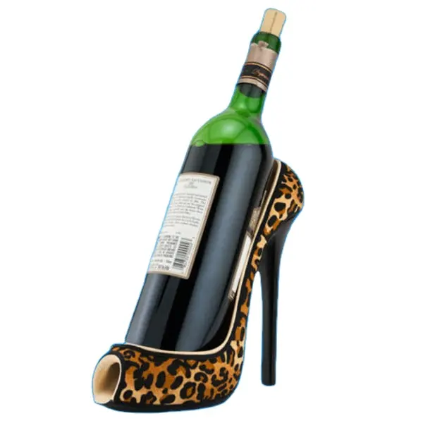 Leopard impreso de tacón alto decorativo botella de vino titulares