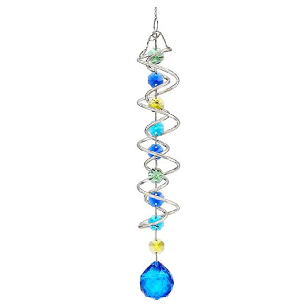 Silver rotating ring+30mmBlue crystal ball/About Long45CM