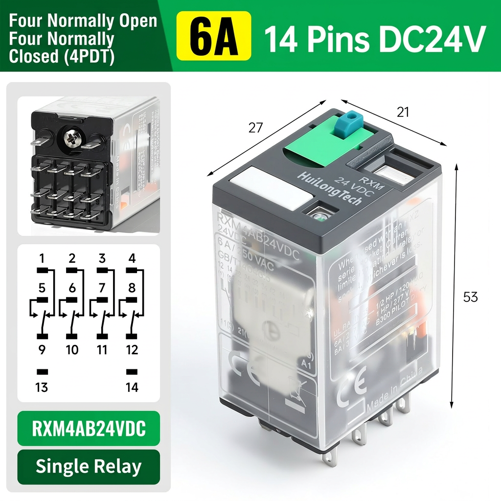 RXM4AB2BD 14 broches DC24V 6A