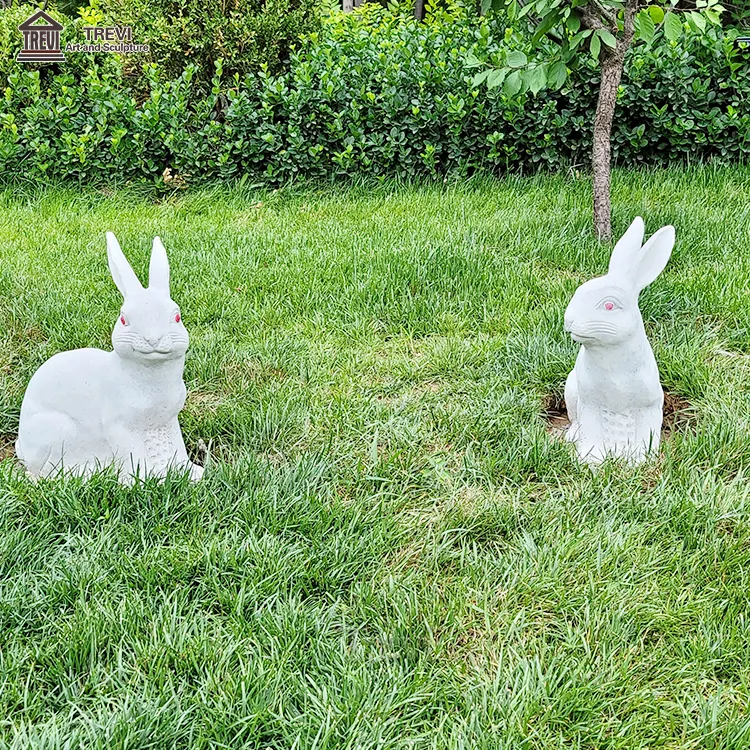 Luxus hochwertige lebensgroße weiße Kaninchen Fiberglas Harz Skulptur auf Lager