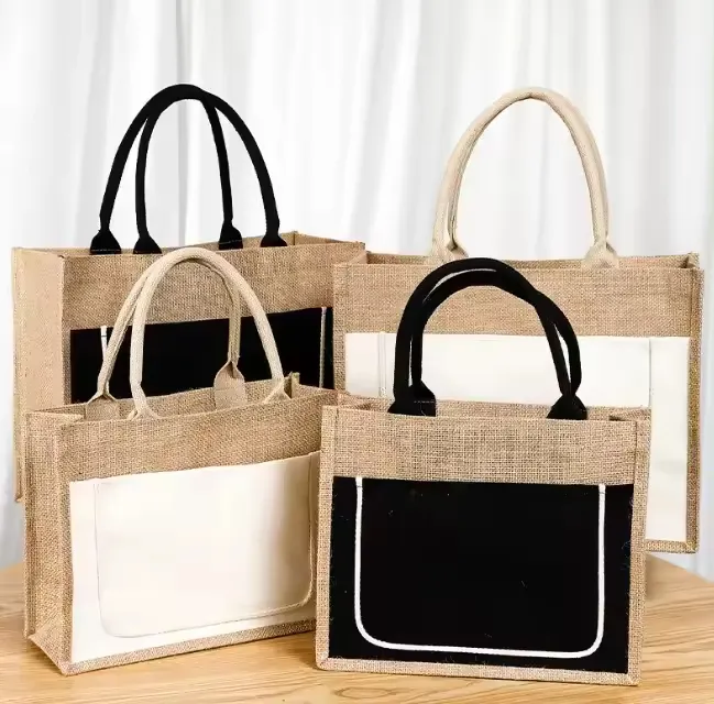 Hot Verkoop Groothandel Effen Jute Shopper Tas Op Maat Gedrukt Grote Natuurlijke Eco Vriendelijke Jute Jute Boodschappentas Met Logo